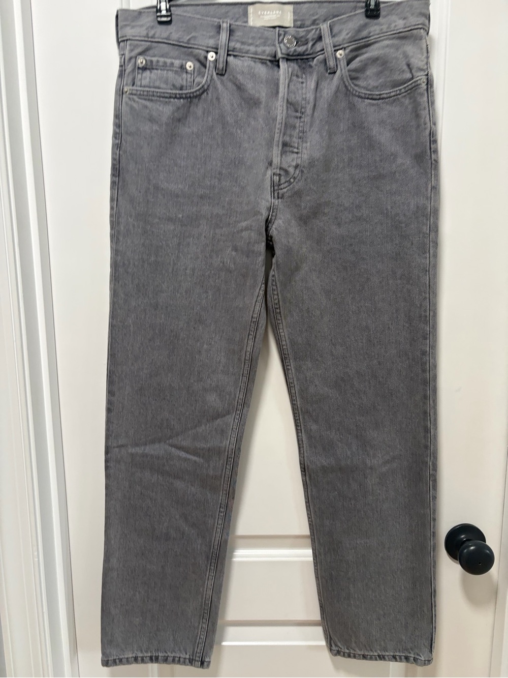 Everlane the Relaxed Straight Jean NWT size 27 Grey Organic Cotton Button Fly